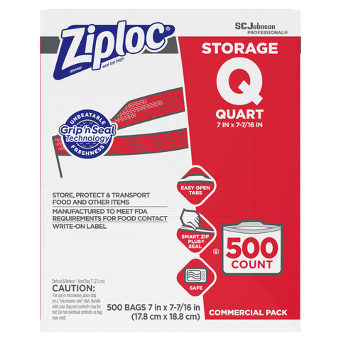 Ziploc storage bag, 1 quart, item #0012