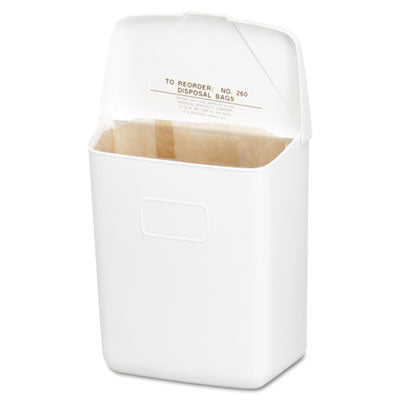 Sanitary napkin receptacle, white, item #1158